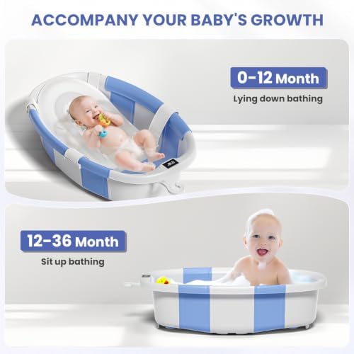 Collapsible Baby Bathtub with Soft Cushion and Thermometer, Newborn to Toddler - Image 4