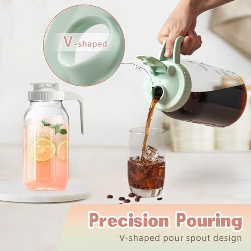 Mason Jar with Pour Spout Lid V-shaped, 2 Quart Iced Tea Pitcher Double Leak - Image 3