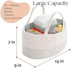 luxury little Diaper Caddy Organizer, Large Cotton Rope Nursery Baby Basket - Image 3
