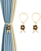 Brown Flower Curtain Tiebacks 2 Pack, Adjustable No-Drill Curtain Ties by Unknown
