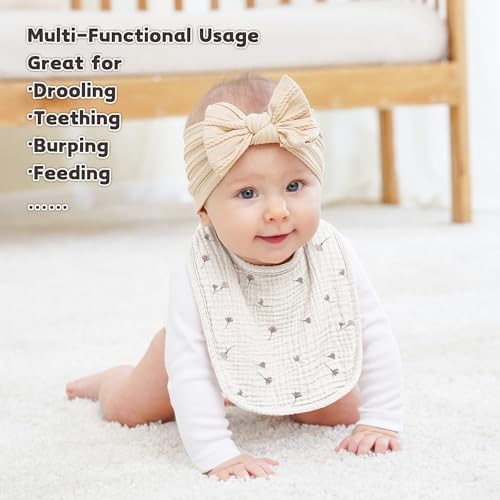 Susurration Muslin Baby Drool Bibs 10Pack Soft Square Adjustable Bandana Bibs - Image 3