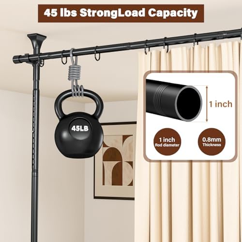 Room Divider Curtain Rod No Drilling, Adjustable 4-10ft 28-114in - Image 6