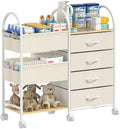 Baby Organizer and Storage Cart, 4-Tier Rolling Utility Cart by Nylaira