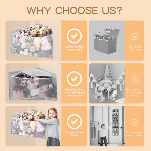 2PCS Large Corner Stuffed Animal Storage - Image 6