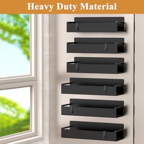 HuggieGems 6 Pack Matt Black Magnetic Spice Rack Organizer - Image 4