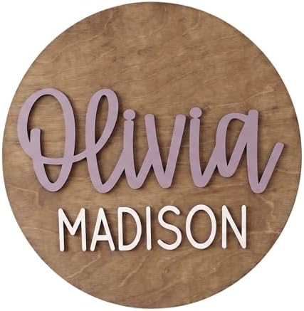 Custom Round Nursery Name Sign, Personalized 3D Baby Name Announcement Sign by Obsidian+Home+Creations