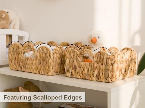 StorageWorks Scalloped Basket for Shelves, Water Hyacinth Storage Baskets - Image 5