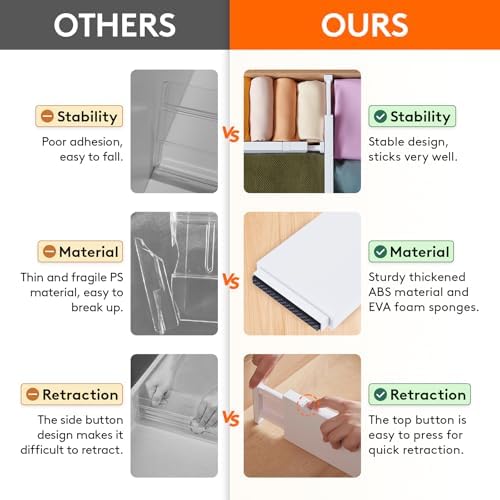 Lifewit 4" High Upgrade Drawer Divider, Adjustable Drawer Organizer Clothes - Image 4