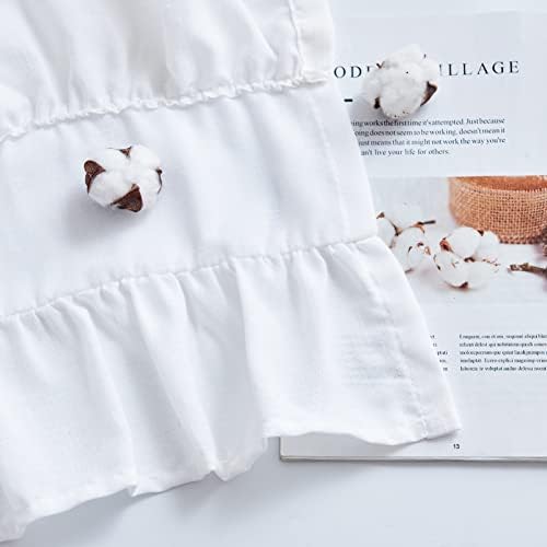 jinchan Off White Linen Ruffled Valance Curtain 18 Inch Rod Pocket 1 Panel - Image 7