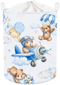 Clastyle 45L Large Blue Bear Pilot Kid Boy Girl Laundry Hamper by Clastyle