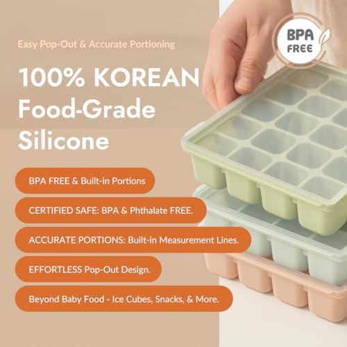 Baby Food Storage Silicone Cubes, Sand Beige, 12 Cubes 1.5oz - Image 4