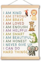 Positive Affirmations Poster, I Am Kind I Am Strong I Am Brave Inspirational by Unknown