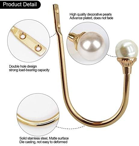 6 Pack Curtain Holdbacks Wall Mounted Curtain Tiebacks Hooks Plastic Pearl U - Image 6