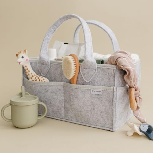 PUTSKA Baby Diaper Caddy Organizer, Felt Nursery Basket, Extra Large - Image 7