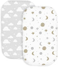 100% Organic Cotton 2 Pk of Bedside Sleeper Bassinet Fitted Mattress Sheets by CambriaBaby