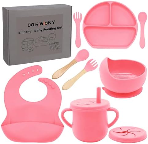 100% Silicone baby feeding set, BPA free Baby dishes set by Dormlony