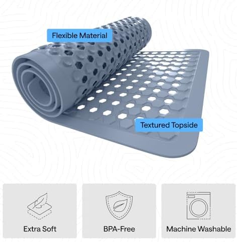 GORILLA GRIP Bath Tub Shower Mat, Bathtub Floor Liner, 35x16 Sky Blue - Image 4