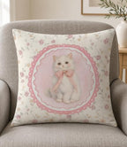 White Cat Pillow Cover 18x18 - Image 3