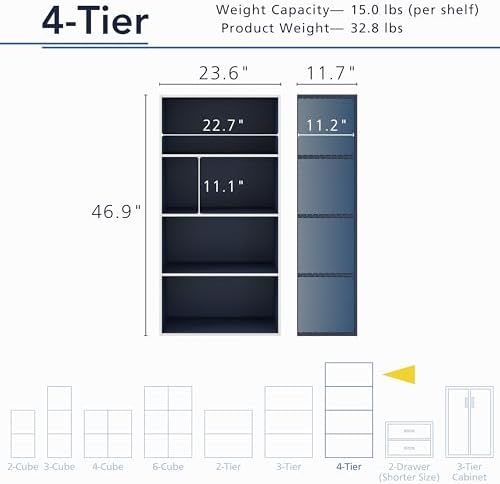 Homes: Inside + Out Apexa 4-Tier Cube Storage Organizer Shelves, Stackable Wood - Image 3