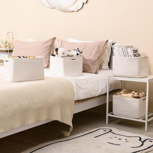 ICERZCZ Storage Baskets for Organizing 12.5"x9.1"x7.9" Off White - Image 6