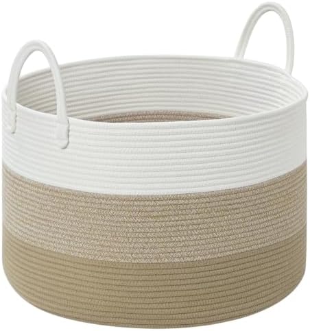 67L Large Woven Blanket Basket, Cotton Rope Baby Laundry Hamper by Degeyoyo