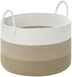 67L Large Woven Blanket Basket, Cotton Rope Baby Laundry Hamper by Degeyoyo