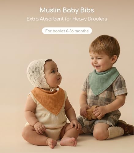 8 Pack Muslin Baby Bandana Bibs - Image 3