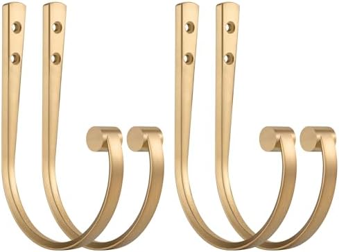 Curtain Holdbacks 4pcs, Warm Gold Barrel Zinc Alloy Curtain Tiebacks, Wall by Mayrhyme