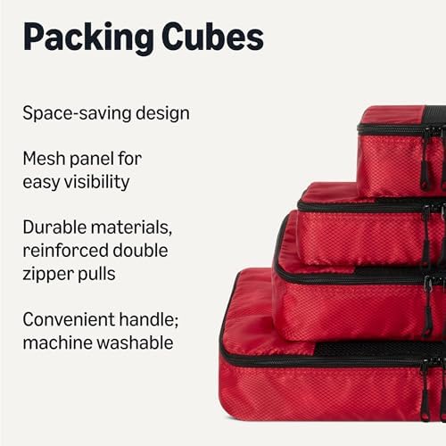 Amazon Essentials 4-Piece Packing Cubes Travel Accessories Set, Luggage - Image 2
