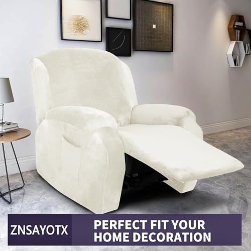 ZNSAYOTX Stretch Velvet Recliner Cover 4-Pieces, Thick Soft Recliner Chair - Image 2