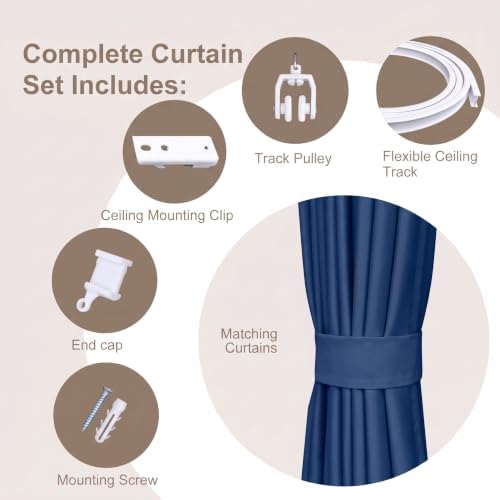 MaKefeile Room Divider Curtains & Flexible Bendable Tracks Set, Privacy - Image 2