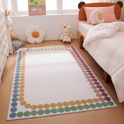 Amazon Basics Kids Printed Area Rug, Machine Washable, Colorful Dots by AmazonBasics