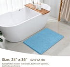 Polyester Bathroom Rug 24"x36" Blue, Non-Slip Soft Shaggy Bath Mat - Image 2