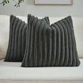 FUTEI Pack of 2 Faux Fur Throw Pillow Covers 28x28 Inch, Dark Grey by FUTEI