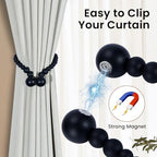 KLOGTSIND Magnetic Curtain Tiebacks, 2 Pack Wood Bead Curtain Holdbacks - Image 2