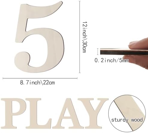 12 Inch Large Wooden Numbers 5 Unfinished Wood Number - Image 2