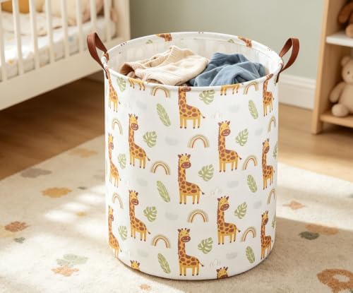 ESSME Laundry Hamper, Giraffe Hamper Collapsible Canvas Waterproof Animal - Image 4