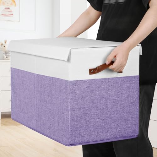 Large Toy Storage Box with Lid, Toy Chest Bin Boxes Basket with Dividers - Image 3