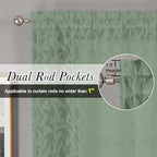 Lecloud Leia Sage Green Sheer Curtains 63 Inch Length 2 Panels, Light Filtering - Image 2