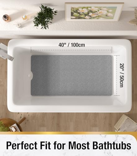HITSLAM Non Slip Bathtub Mat 40 x 20 Inch, Extra Long Bath Mat - Image 2