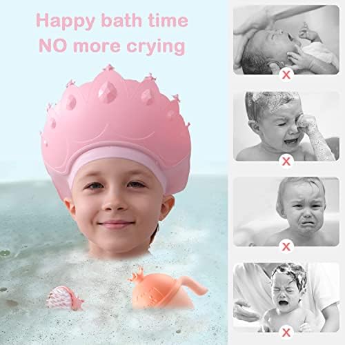 Baby Shower Cap Shield, Baby bath set shower cap/water cup/massage brush - Image 2