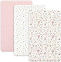 PHF 3 Pack Soft Mini Crib Sheets, Floral & Animal Pack N Play Sheets by PHF
