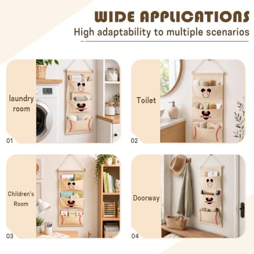 3-Pocket Hanging Wall Organizer, Baseball Theme Over Door Storage - Image 4