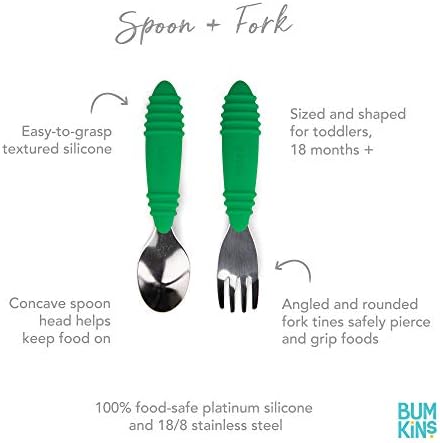 Bumkins Toddler Utensils, Kids Size Fork and Spoon Set, Silicone and - Image 2