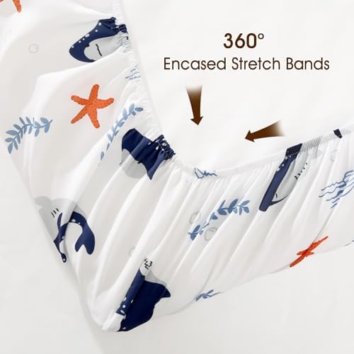PHF 3 Pack Soft Shark Crib Sheets Fitted, Comfy Breathable Baby Sheets - Image 6