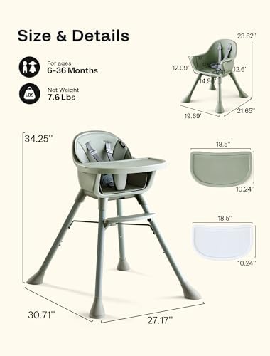 HARPPA Caspio Lite High Chair, 4-in-1 Baby Feeding Chair - Image 2