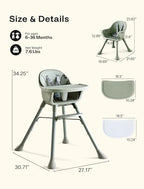 HARPPA Caspio Lite High Chair, 4-in-1 Baby Feeding Chair - Image 2