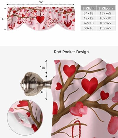 Pink Valentine's Day Blackout Tie Up Valance Curtains - Image 6