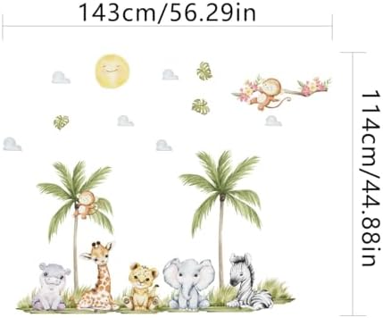 56.29 x 44.88 Inch Watercolor Animal Wall Decals Jungle Animal Stickers Tiger - Image 6