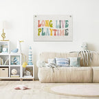 Long Live Playtime Banner – Girl Boy Room Decor Linen Banner Hanging Flag Retro - Image 7
